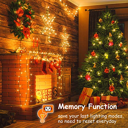 BOLWEO Christmas Fairy Lights 200LED 20M Warm White Christmas Tree Lights for Indoor & Outdoor Decorations,Mains Powered Fairy String Lights with 8 Modes & Timer for Xmas Tree Bedroom Garden Party