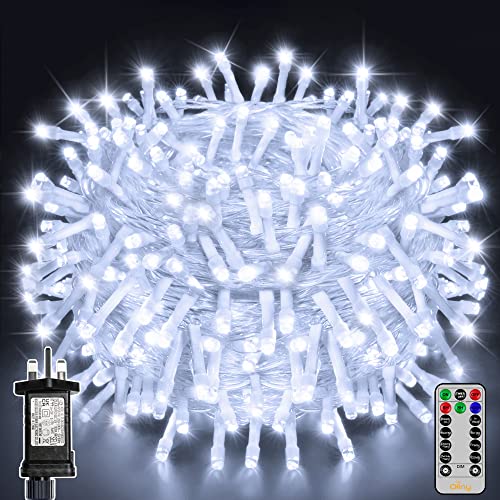 Ollny Fairy Lights Outdoor, 20m 200 LED Fairy Lights Plug in Waterproof Cool White Outdoor Lights, Remote/8 Modes/Timer, Indoor/Outside/Garden/Party Christmas Decorations String Lights Mains Powered