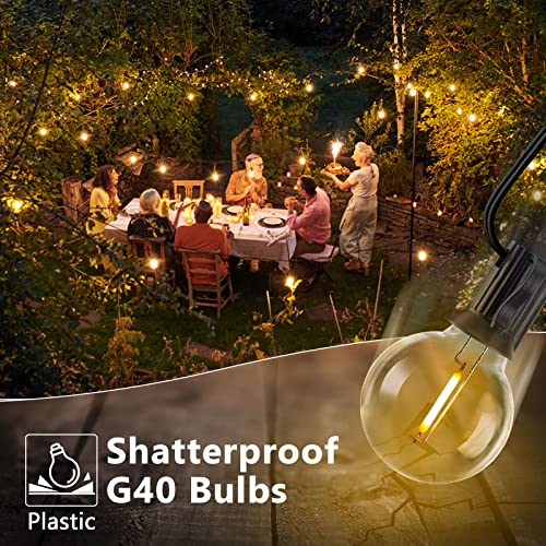 PLGOD 135FT Outdoor Lights Mains Powered, Outside Lights Patio Lights with 65+3 G40 Shatterproof LED Bulbs (3 Spare), Waterproof Hanging String Lights for Indoor Backyard Garden Christmas Party Decor