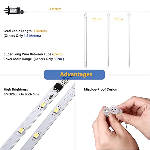 BrizLabs Christmas Meteor Lights, 30cm 10 Tubes 240 LED Falling Rain Lights Waterproof Falling Snowfall Lights Cascading Icicle String Lights for Outdoor Tree Garden Wedding Party Holiday Decor, Blue
