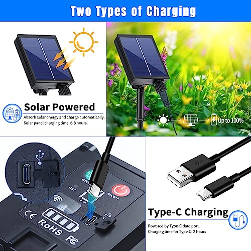 GCMacau 6 Pack Solar Firework Lights Outdoor Waterproof, 720LED Solar Garden Lights Remote Control & 8 Modes Starburst Fairy Lights, Upgarde Solar Powered with Tpye C for Party Yard Christmas Decor