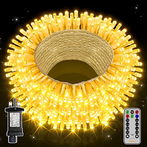 Ollny Fairy Lights Indoor Outdoor - 30M 300LEDs Warm White String Lights Mains Powered with 11 Modes/Remote, Bright Waterproof Outside Lights for Bedroom/Garden/Wall/Tree/Gazebo/Fence