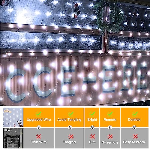 Ollny Christmas Net Lights Outdoor Decorations - 200 LED 3m x 2m Fairy Lights Plug-in Waterproof String Lights with 8 Light Modes/Timer/Remote - for Xmas Tree/Indoor/Outside/Curtain/Window/Garden