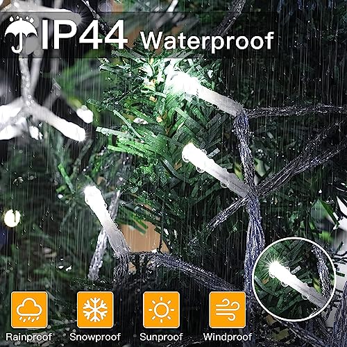 Ollny Fairy Lights Outdoor, 20m 200 LED Fairy Lights Plug in Waterproof Cool White Outdoor Lights, Remote/8 Modes/Timer, Indoor/Outside/Garden/Party Christmas Decorations String Lights Mains Powered