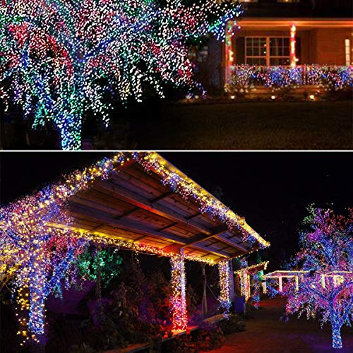 Abkshine 100M 800 LED Christmas Tree Lights, Multicoloured Outdoor Fairy Lights, Extra Long Garden String Lights with Remote Timer for Indoor Window Outside Wall Front Back Yard Fence Decorations
