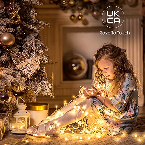 GYLEFY 400LED Icicle Christmas Lights 10M/32.8FT Outdoor Connectable & Timer Warm White Christmas Lights with 8Modes Waterproof Curtain Lights for Birthday Carnival Festive Balcony Eaves Decorations