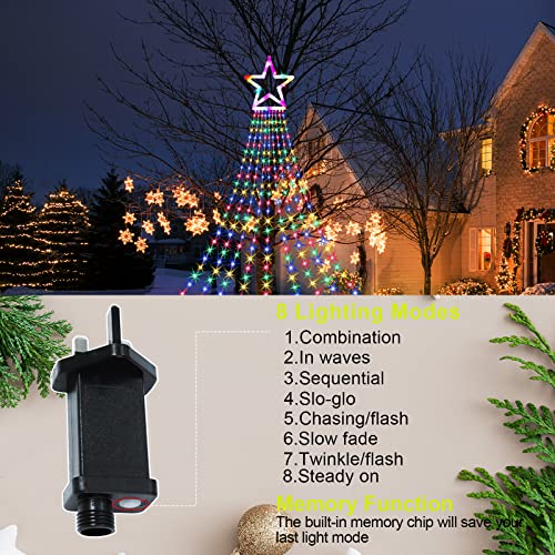 Outdoor Christmas Decorations, 344 LED Christmas Tree Lights with Topper Star, 8 Lighting Modes String Lights Waterproof Christmas Lights Indoor Outdoor for Home Xmas Tree Garden Yard Decor