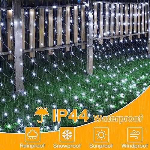 Ollny Christmas Net Lights Outdoor Decorations - 200 LED 3m x 2m Fairy Lights Plug-in Waterproof String Lights with 8 Light Modes/Timer/Remote - for Xmas Tree/Indoor/Outside/Curtain/Window/Garden