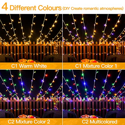 Ollny Fairy Lights Indoor Outdoor - 30M 300LEDs Warm White String Lights Mains Powered with 11 Modes/Remote, Bright Waterproof Outside Lights for Bedroom/Garden/Wall/Tree/Gazebo/Fence