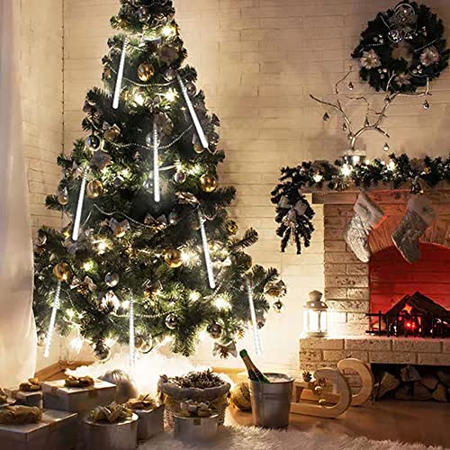 Kwaiffeo Outdoor Christmas Lights, Meteor Shower Lights Snow Falling Lights 12 inch 10 Tube Outside Christmas Lights for Xmas Tree Halloween Decorations Window Wedding Party, White