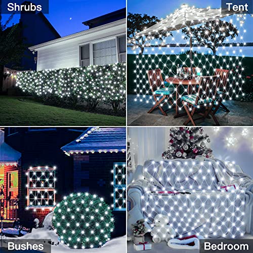 Ollny Christmas Net Lights Outdoor Decorations - 200 LED 3m x 2m Fairy Lights Plug-in Waterproof String Lights with 8 Light Modes/Timer/Remote - for Xmas Tree/Indoor/Outside/Curtain/Window/Garden
