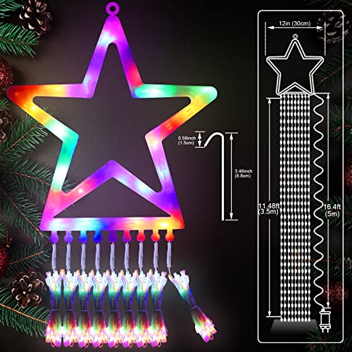Outdoor Christmas Decorations, 344 LED Christmas Tree Lights with Topper Star, 8 Lighting Modes String Lights Waterproof Christmas Lights Indoor Outdoor for Home Xmas Tree Garden Yard Decor
