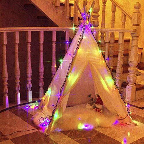 Eambrite Christmas Fairy Lights 20m 200 LED Multicolour String Lights Mains Powered with Christmas Music Sync Waterproof Outdoor Lights Decorations for Party Indoor Outdoor Garden - Green Cable