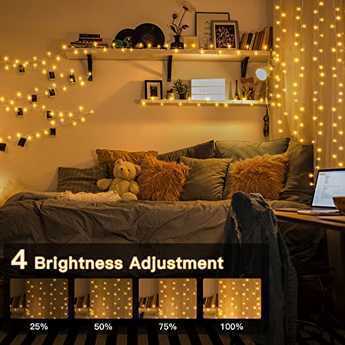 Ollny Fairy Lights Indoor Outdoor - 30M 300LEDs Warm White String Lights Mains Powered with 11 Modes/Remote, Bright Waterproof Outside Lights for Bedroom/Garden/Wall/Tree/Gazebo/Fence