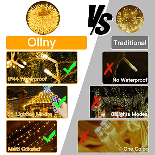 Ollny Fairy Lights Outdoor Garden - 64m 640 LED Long String Lights Mains Powered Waterproof Colour Changing, 11 Modes/Timer/Remote Indoor Lights for Outside/Bedroom/Party/Wall/Tree/Gazebo/Fence