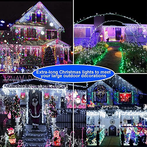 Icicle Outdoor Christmas Lights 10M 320 LED Fairy Lights Plug In 60 Drops Waterproof Xmas Decorations Lights 8 Modes Memory Decor String Lights For House Roof Window Patio Indoor Party-Cool White