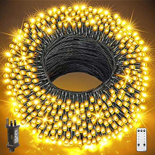 GYLEFY Christmas Lights Outdoor 120M 1000 LED Christmas Tree Lights String Lights Utral Long with Remote IP65 Waterproof Twinkle Firefly Lights for Bedroom Indoor Garden Party Xmas Decor, Warm White