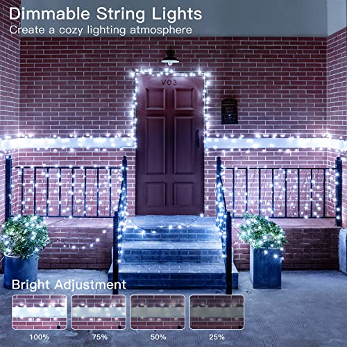 Ollny Fairy Lights Plug in - 20m 200 LED Fairy Lights Outdoor Waterproof, Remote/8 Modes/Timer - Cool White String Lights Mains Powered for Outside/Indoor/Garden/Party/Christmas Decorations Lights