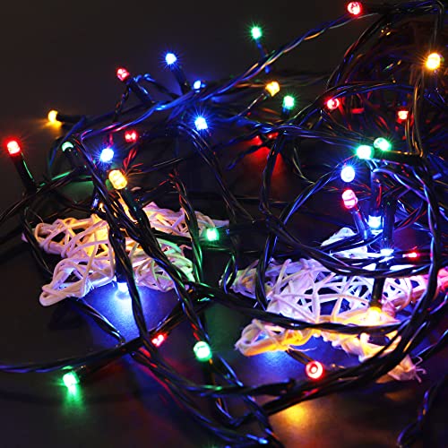 YOSION 20M LED String Fairy Lights On Dark Green Cable with Various Light Effects, Ideal for Christmas Tree, Xmas, Party,Wedding,ETC (Multi, 200 LEDs)