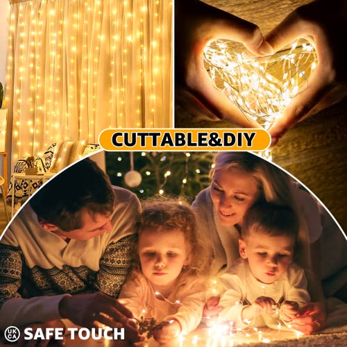 Ollny Curtain Fairy Lights Indoor - 300LED 3mx3m Window Waterfall Hanging String Wall Lights with USB Plug in, Waterproof Christmas Lights for Bedroom/Outdoor/Wedding/Party/DIY/Decorations
