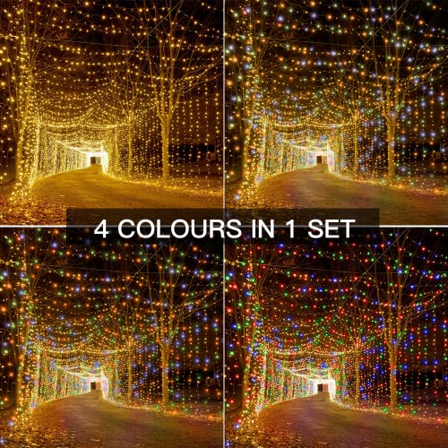 Ollny Fairy Lights Outdoor Garden - 64m 640 LED Long String Lights Mains Powered Waterproof Colour Changing, 11 Modes/Timer/Remote Indoor Lights for Outside/Bedroom/Party/Wall/Tree/Gazebo/Fence