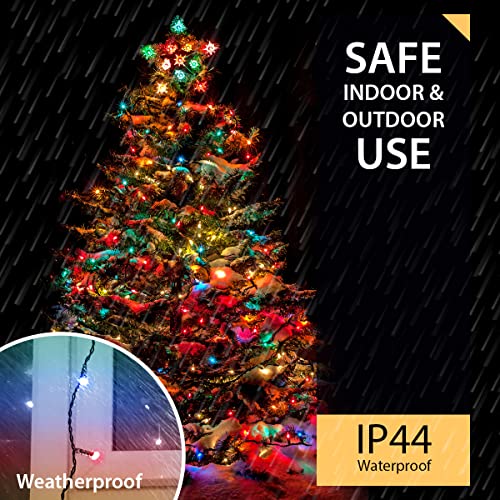 ANSIO® Christmas Lights 500 LED 50m/164ft Christmas Tree Lights for Indoor & Outdoor Multicoloured Decorations Fairy String Lights with Timer for Xmas Garden Bedroom & Party| Mains Powered Green Cable