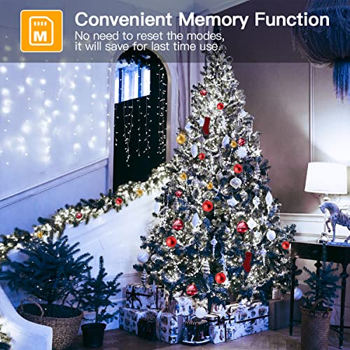 Ollny Fairy Lights Plug in - 20m 200 LED Fairy Lights Outdoor Waterproof, Remote/8 Modes/Timer - Cool White String Lights Mains Powered for Outside/Indoor/Garden/Party/Christmas Decorations Lights