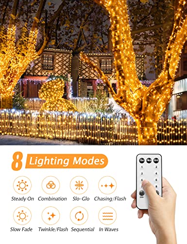 GYLEFY Christmas Lights Outdoor 120M 1000 LED Christmas Tree Lights String Lights Utral Long with Remote IP65 Waterproof Twinkle Firefly Lights for Bedroom Indoor Garden Party Xmas Decor, Warm White