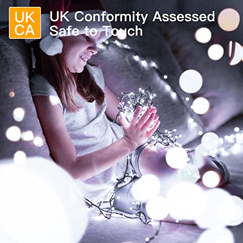 Ollny Fairy Lights Plug in - 20m 200 LED Fairy Lights Outdoor Waterproof, Remote/8 Modes/Timer - Cool White String Lights Mains Powered for Outside/Indoor/Garden/Party/Christmas Decorations Lights