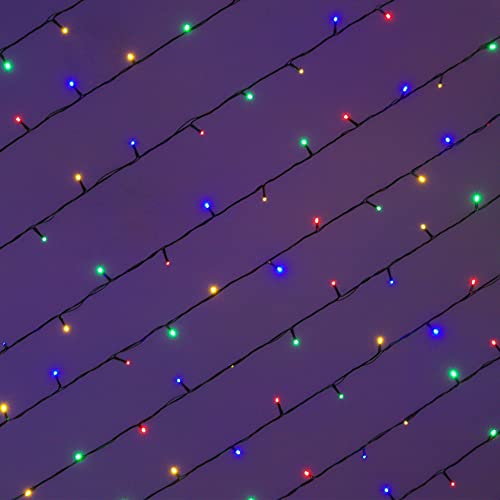YOSION 20M LED String Fairy Lights On Dark Green Cable with Various Light Effects, Ideal for Christmas Tree, Xmas, Party,Wedding,ETC (Multi, 200 LEDs)