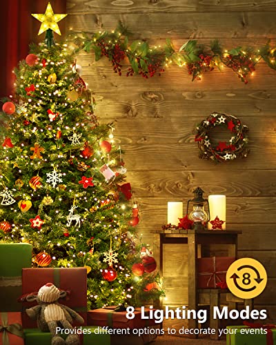 Warm White Christmas Tree Lights, 1.3m/4.3ft × 14 Lines, 178 Led Fairy Lights Plug In Mains Powered With 8 Modes Indoor Xmas Tree Lights With Topper Star, String Lights For Indoor Outdoor Xmas Tree