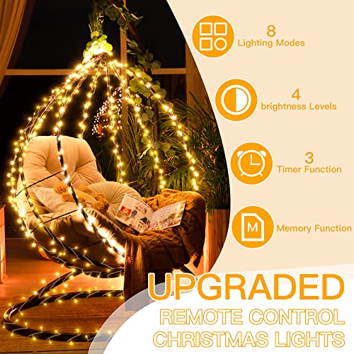 Ollny Fairy Lights Indoor Outdoor - 20m 200LEDs Coloured Changing Mains Powered String Lights with 11 Modes/Remote, Bright Waterproof Outside Garden Lights for Bedroom/Windows/Wall/Tree/Gazebo/Fence