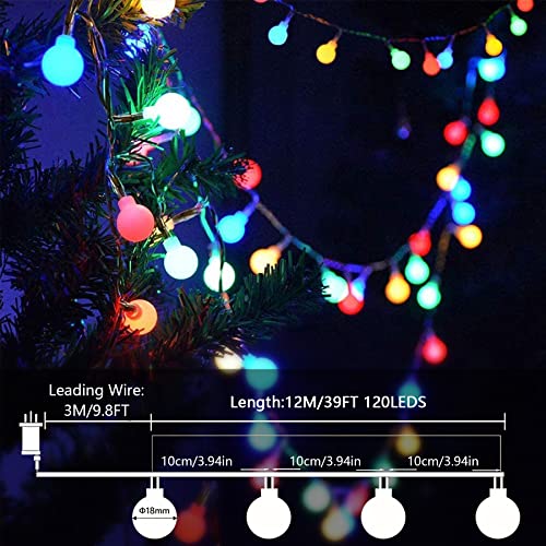 Globe String Lights Waterproof, 23M/75Ft 200 LED Fairy Lights Plug in Powered, 8 Modes Christmas Lights Outdoor/Indoor, Garden Lights for Patio, Gazebo, Party Decorations (Multi-Coloured)