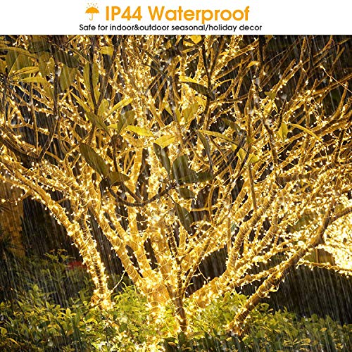 Elegear 25M/1000 LED Christmas Fairy Lights Mains Powered with 8 Modes, Outdoor Waterproof String Lights Plug in for Xmas Tree Wedding Party Garden Outside/Indoor Decoration Decor, Warm White