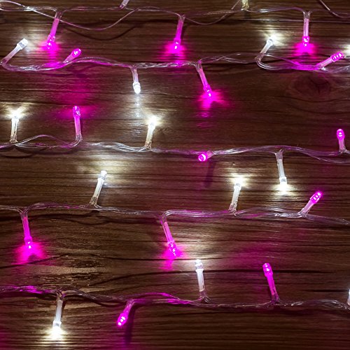 WISD Christmas Lights - 400 LED 23M Xmas Tree Lights with Timer and Memory - Indoor Outdoor Fairy String Lights Mains Powered for Garden Bedroom Party Decoration (Pink + White)