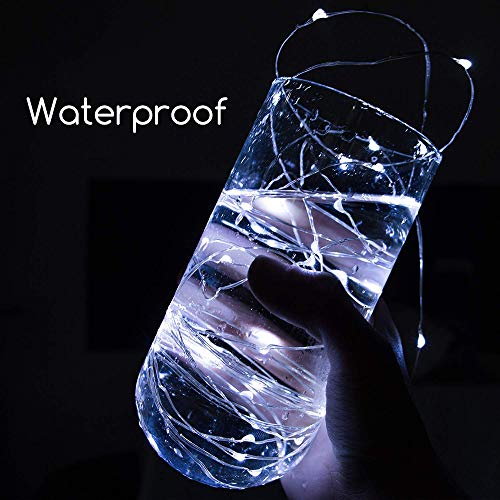 FANSIR Led Fairy String Lights, 2 Pack 50 LED Silver Wire Fairy String Lights Battery Operated LED Twinkle Waterproof Lights for Bedroom, Christmas, Party, Wedding Outdoor Indoor Decor(Cool White)