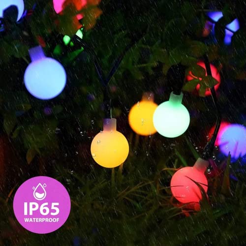 Globe String Lights Waterproof, 23M/75Ft 200 LED Fairy Lights Plug in Powered, 8 Modes Christmas Lights Outdoor/Indoor, Garden Lights for Patio, Gazebo, Party Decorations (Multi-Coloured)