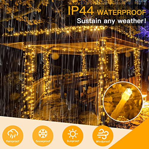 Ollny Fairy Lights Indoor Outdoor - 20m 200LEDs Coloured Changing Mains Powered String Lights with 11 Modes/Remote, Bright Waterproof Outside Garden Lights for Bedroom/Windows/Wall/Tree/Gazebo/Fence