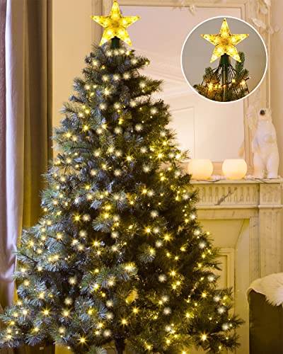 Warm White Christmas Tree Lights, 1.3m/4.3ft × 14 Lines, 178 Led Fairy Lights Plug In Mains Powered With 8 Modes Indoor Xmas Tree Lights With Topper Star, String Lights For Indoor Outdoor Xmas Tree