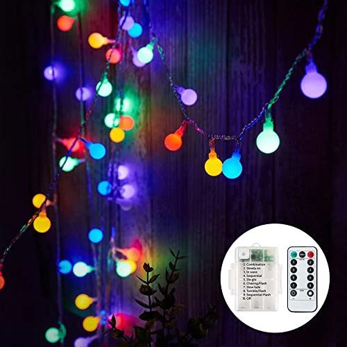 Ligarko Fairy Lights Battery, 7M 60 LED Globe String Lights with 8 Lighting Modes, Fairy Light Battery Waterproof for Indoor, Outdoor, Christmas (Multi-Coloured)