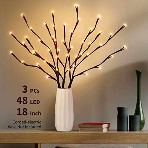 NEWNEN Twig String Lights,Lighted Willow Tree Vine Fairy Lights Plug in Powered,144 Warm White LED Twig Tree with Lights for Wall Indoor Bedroom Living Room Home Christmas Décor