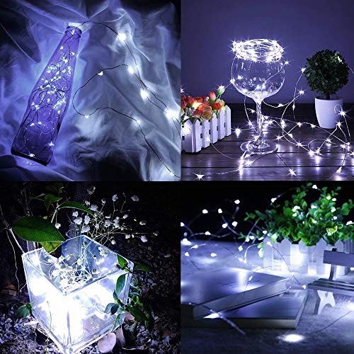 FANSIR Led Fairy String Lights, 2 Pack 50 LED Silver Wire Fairy String Lights Battery Operated LED Twinkle Waterproof Lights for Bedroom, Christmas, Party, Wedding Outdoor Indoor Decor(Cool White)