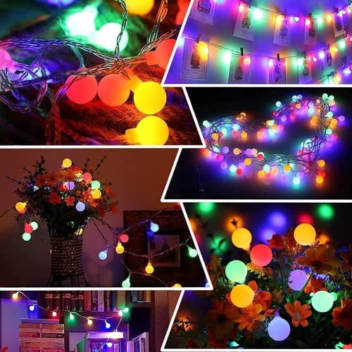 Globe String Lights Waterproof, 23M/75Ft 200 LED Fairy Lights Plug in Powered, 8 Modes Christmas Lights Outdoor/Indoor, Garden Lights for Patio, Gazebo, Party Decorations (Multi-Coloured)
