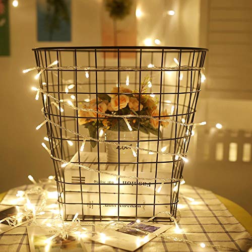 GHJ 50/100/200 LED Battery Operated Remote Control Rainproof String Fairy Lights Indoor/Outdoor for Christmas Tree Xmas Garden Party (100LEDs, Warm White)