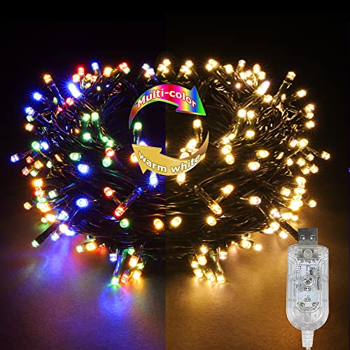 YOSION 100 LED Fairy String Lights, Christmas Lights with Timer 11 Modes by USB Powered, Multi-Color to Warm White Color Changing for Indoor/Outdoor, Halloween, Home, Xmas Tree