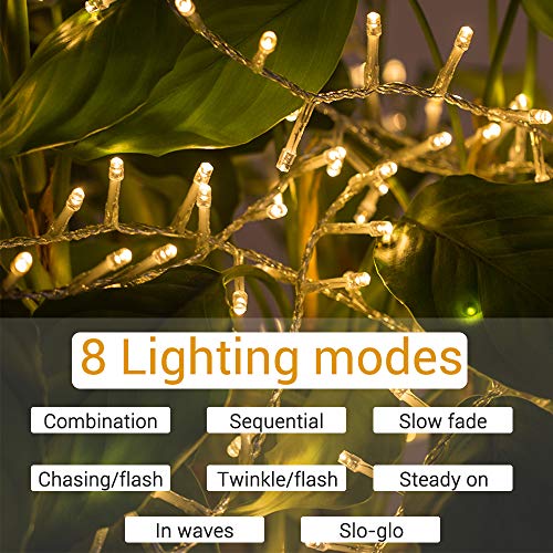 Elegear 25M/1000 LED Christmas Fairy Lights Mains Powered with 8 Modes, Outdoor Waterproof String Lights Plug in for Xmas Tree Wedding Party Garden Outside/Indoor Decoration Decor, Warm White