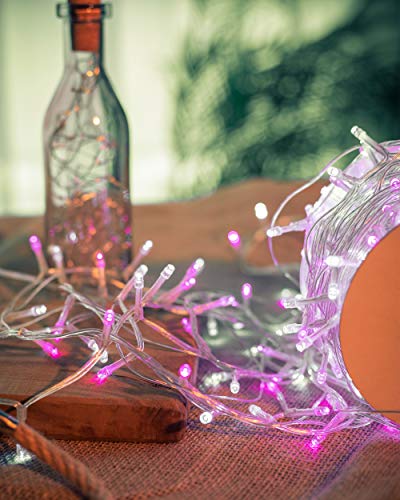 WISD Christmas Lights - 400 LED 23M Xmas Tree Lights with Timer and Memory - Indoor Outdoor Fairy String Lights Mains Powered for Garden Bedroom Party Decoration (Pink + White)