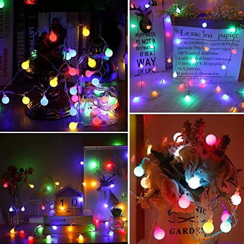 Ligarko Fairy Lights Battery, 7M 60 LED Globe String Lights with 8 Lighting Modes, Fairy Light Battery Waterproof for Indoor, Outdoor, Christmas (Multi-Coloured)