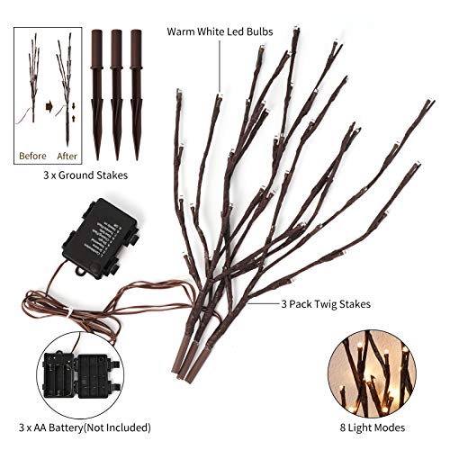 NEWNEN Twig String Lights,Lighted Willow Tree Vine Fairy Lights Plug in Powered,144 Warm White LED Twig Tree with Lights for Wall Indoor Bedroom Living Room Home Christmas Décor