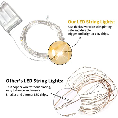 FRIDEKO HOME 1pc 30 LED Wire Lights Battery Operated - Battery Powered Fairy Lights for Bedroom, 3m/10ft Indoor Decorative String Lights for Wedding, Party, Christmas, Tree Decoration Warm White